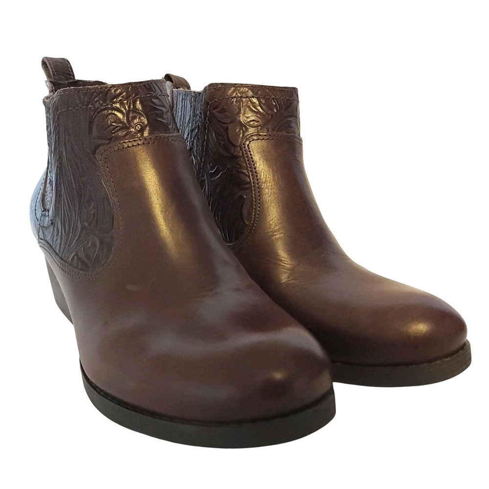 Nurture‎ Lamaze Walker Brown Floral Tooled Leather Ankle Boots Women's 8 Western